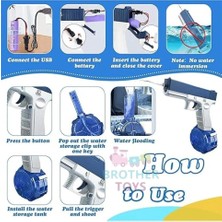 Brother Toys Elektrikli Otomatik Atış Yapan Su Tabancası 10 Metre Menzilli 500 Ml. Depolu 20 Cm.