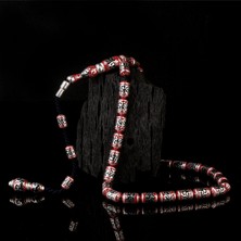 Tesbih Sepetim 925 Ayar Gümüş Kapsül Kesim Kırmızı Siyah Mineli Tesbih