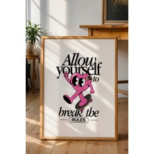 Break The Rules Kalp Illüstrasyon Poster - Eğlenceli Motivasyon Duvar Dekoru - Çerçevesiz Baskı