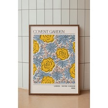 Covent Garden London Temalı Mor Çiçek Poster - Retro Seyahat Stili Duvar Dekoru - Çerçevesiz Baskı