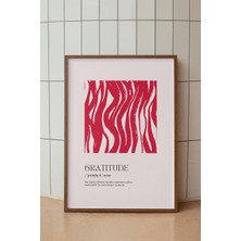 Gratitude Yazılı Minimalist Poster - Soyut Desenli Pembe Modern Duvar Dekoru - Çerçevesiz Baskı