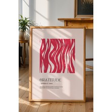 Gratitude Yazılı Minimalist Poster - Soyut Desenli Pembe Modern Duvar Dekoru - Çerçevesiz Baskı