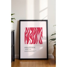 Gratitude Yazılı Minimalist Poster - Soyut Desenli Pembe Modern Duvar Dekoru - Çerçevesiz Baskı