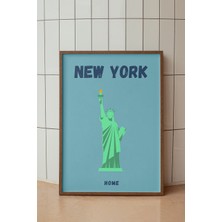 New York Özgürlük Heykel Illüstrasyonu Poster - Minimalist Seyahat Duvar Dekoru - Çerçevesiz Baskı