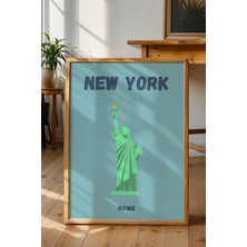 New York Özgürlük Heykel Illüstrasyonu Poster - Minimalist Seyahat Duvar Dekoru - Çerçevesiz Baskı