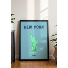 New York Özgürlük Heykel Illüstrasyonu Poster - Minimalist Seyahat Duvar Dekoru - Çerçevesiz Baskı