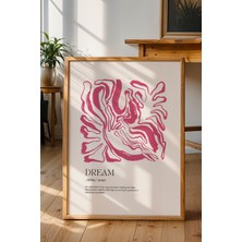 Dream Yazılı Pembe Soyut Poster - Pozitif Enerjili Minimalist Duvar Dekoru - Çerçevesiz Baskı
