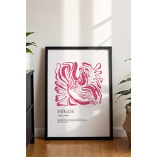 Dream Yazılı Pembe Soyut Poster - Pozitif Enerjili Minimalist Duvar Dekoru - Çerçevesiz Baskı