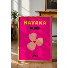 Havana Çiçek Illüstrasyonu Poster - Seyahat Temalı Minimalist Duvar Dekor - Çerçevesiz Baskı
