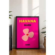 Havana Çiçek Illüstrasyonu Poster - Seyahat Temalı Minimalist Duvar Dekor - Çerçevesiz Baskı