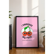 Retro Stil Kiraz Illüstrasyonlu Poster - Kendine Güven Mesajı Içeren Duvar Dekoru - Çerçevesiz Baskı