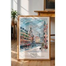 Oslo Norveç Şehri Poster - Skandinavya Temalı Minimalist Duvar Dekoru - Çerçevesiz Sanat Baskı