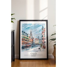 Oslo Norveç Şehri Poster - Skandinavya Temalı Minimalist Duvar Dekoru - Çerçevesiz Sanat Baskı