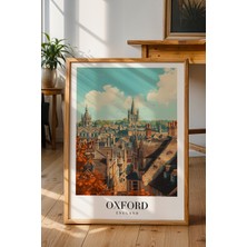 Oxford Ingiltere Şehir Manzarası Posteri - Pastel Renkli Seyahat Duvar Dekoru - Çerçevesiz Baskı