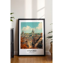 Oxford Ingiltere Şehir Manzarası Posteri - Pastel Renkli Seyahat Duvar Dekoru - Çerçevesiz Baskı