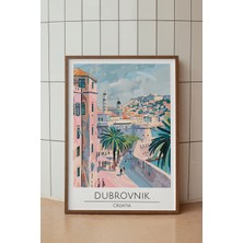 Dubrovnik Şehir Manzarası Poster - Retro Seyahat Temalı Tarihi Duvar Dekoru - Çerçevesiz Sanat Baskı
