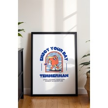 Hayat Bir Yolculuktur Poster - Eğlenceli Çizim Karakterli Motivasyon Duvar Dekoru - Çerçevesiz Baskı