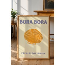 Bora Bora Istiridye Illüstrasyonu Poster - Seyahat Temalı Minimalist Duvar Dekoru - Çerçevesiz Baskı