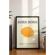 Bora Bora Istiridye Illüstrasyonu Poster - Seyahat Temalı Minimalist Duvar Dekoru - Çerçevesiz Baskı