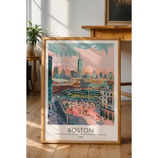 Boston Tarihi Şehir Poster - Amerika Seyahat Temalı Modern Duvar Dekoru - Çerçevesiz Sanat Baskı