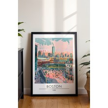 Boston Tarihi Şehir Poster - Amerika Seyahat Temalı Modern Duvar Dekoru - Çerçevesiz Sanat Baskı