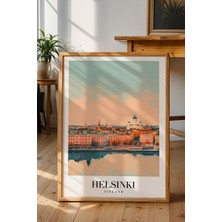 Helsinki Şehir Silüeti Poster - Finlandiya Temalı Minimalist Duvar Dekoru - Çerçevesiz Sanat Baskı
