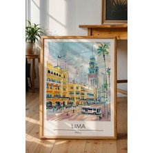 Lima Peru Manzarası Poster - Retro Güney Amerika Temalı Şehir Duvar Dekoru - Çerçevesiz Sanat Baskı