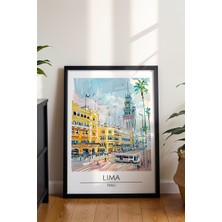 Lima Peru Manzarası Poster - Retro Güney Amerika Temalı Şehir Duvar Dekoru - Çerçevesiz Sanat Baskı