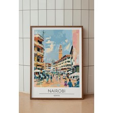 Nairobi Şehir Manzarası Poster - Kenya Seyahat Temalı Retro Duvar Dekoru - Çerçevesiz Sanat Baskı