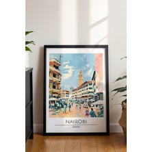 Nairobi Şehir Manzarası Poster - Kenya Seyahat Temalı Retro Duvar Dekoru - Çerçevesiz Sanat Baskı