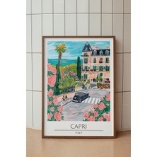 Capri Ada Manzarası Poster - Italya Seyahat Temalı Doğa ve Deniz Dekoru - Çerçevesiz Sanat Baskı