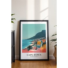 Capetown Dağ Manzarası Poster - Retro Güney Afrika Temalı Doğa Dekoru - Çerçevesiz Sanat Baskı