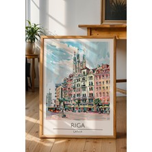 Riga Letonya Şehri Poster - Avrupa Temalı Modern Duvar Dekoru - Çerçevesiz Sanat Baskı