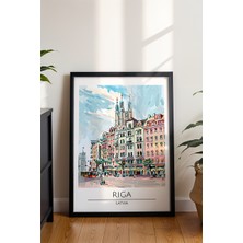Riga Letonya Şehri Poster - Avrupa Temalı Modern Duvar Dekoru - Çerçevesiz Sanat Baskı