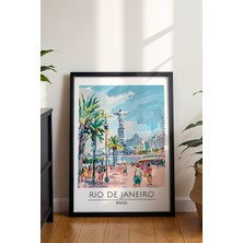 Retro Rio De Janeiro Sahil Poster - Brezilya Temalı Tropikal Duvar Dekoru - Çerçevesiz Sanat Baskı