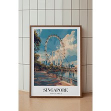 Singapore Şehir Manzarası Poster - Asya Temalı Modern Duvar Dekoru - Çerçevesiz Sanat Baskı