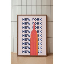 New York Pembe Minimalist Poster - Şehir Manzara Temalı Duvar Dekoru - Çerçevesiz Baskı