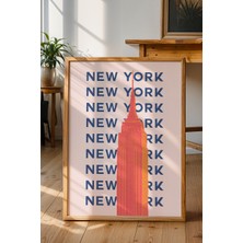 New York Pembe Minimalist Poster - Şehir Manzara Temalı Duvar Dekoru - Çerçevesiz Baskı