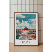 Beijing Yasak Şehir Poster - Çin Seyahat Temalı Minimalist Duvar Dekoru - Çerçevesiz Sanat Baskı