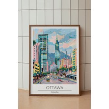 Ottawa Poster - Kanada Şehir Manzarası Seyahat Temalı Duvar Dekoru - Çerçevesiz Sanat Baskı