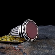 Tesbih Sepetim 925 Ayar Gümüş Akik Taşlı Model Erkek Yüzük