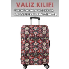 Esnek Likralı Yıkanabilir Dayanıklı Valiz Kılıfı Koruyucu Büyük Orta Küçük Boy Mandala Desen