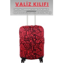 Esnek Likralı Yıkanabilir Dayanıklı Valiz Kılıfı Koruyucu Büyük Orta Küçük Boy Geometrik Desenli