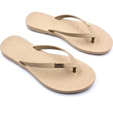 Tkees Tp201 Krem Renk Flip Flop Kadın Parmak Arası Plaj Terlik