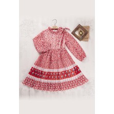 Kız Çocuk Çiçek Piliseli Baskılı Elbise BGL-ST04444