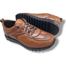 Growish GR0301  Deri Taba Renk Özel Yapım Eva Taban Erkek Günlük Sneaker Ayakkabı
