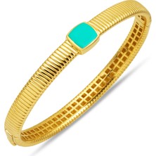 Oroliv Turkuaz Renkli 14 Ayar Ayar Altın Bilezik