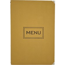 A4 Termo Deri Menü Kabı Gold, Kabartma Baskılı (Lastikli - Geçmeli - Ipli)