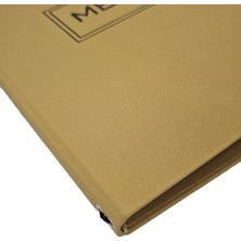 A4 Termo Deri Menü Kabı Gold, Kabartma Baskılı (Lastikli - Geçmeli - Ipli)