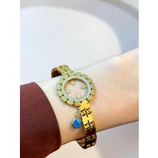 Polo Steel Altın Parlak Çeyrek Uyumlu Kelepçe Bileklik